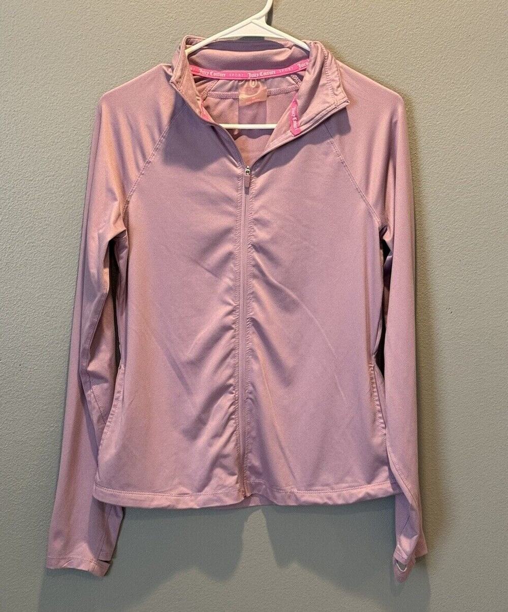 Juicy Couture Sport Jacket Women's M Purple Full Zip Thumb Holes Pockets